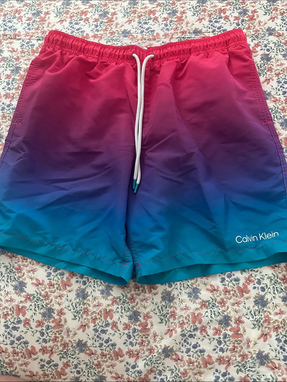 Calvin Klein Pink-to-Teal Ombre Swim Shorts